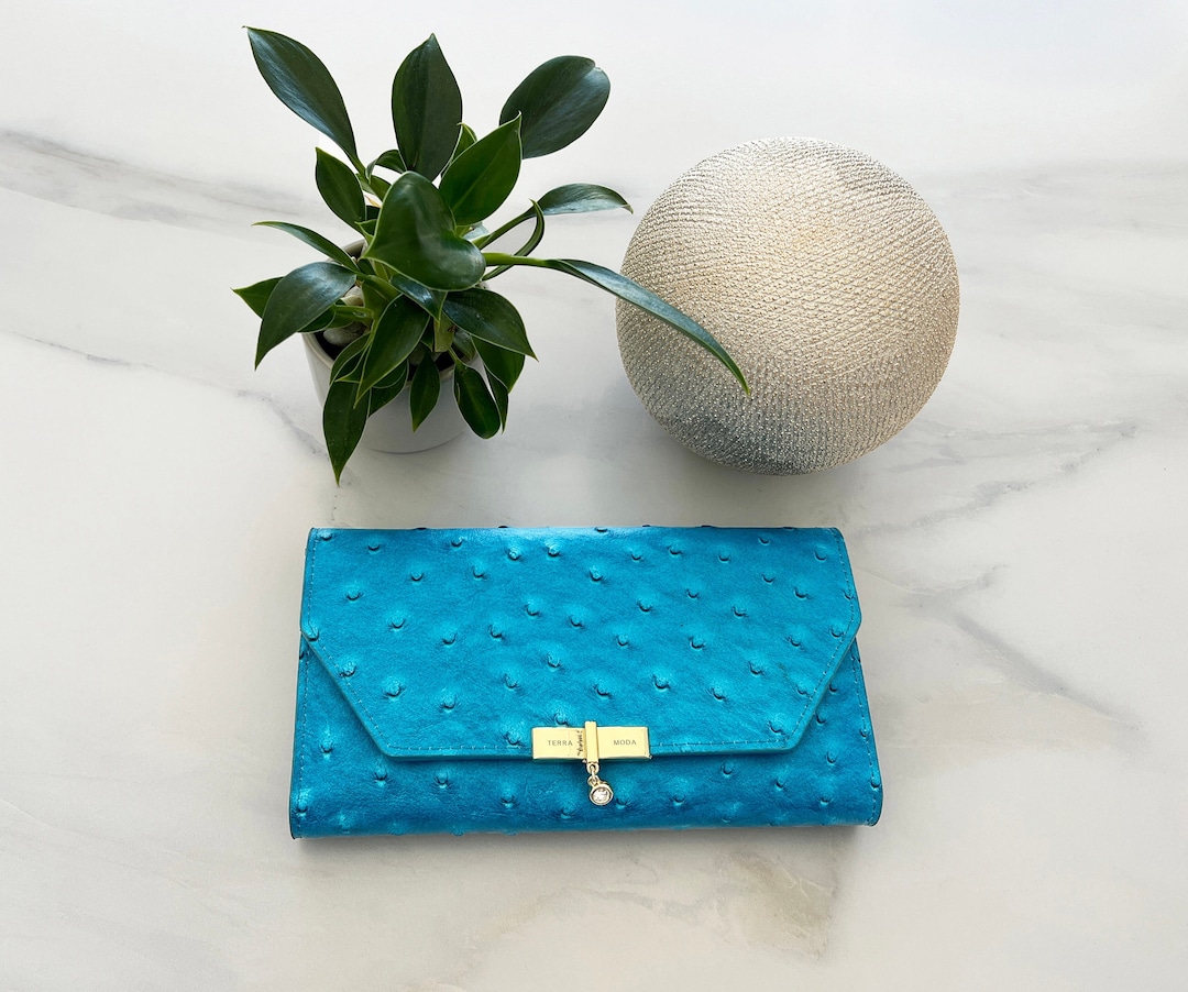 Women's Vegan Leather Wallet Vegan Ostrich Leather Etsy