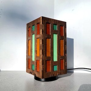 Stained Glass Table Lamp – Handmade Desk Light, Warm Ambient Lighting, Unique Home Decor