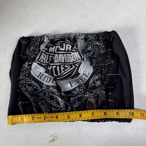 Y2K Vintage Rhinestone Harley Davidson Custom Reworked Tube Top/bandeau size M/L, Summer, Streetwear, Urban Outfitters, Bikerchic, 2000s. bild 6