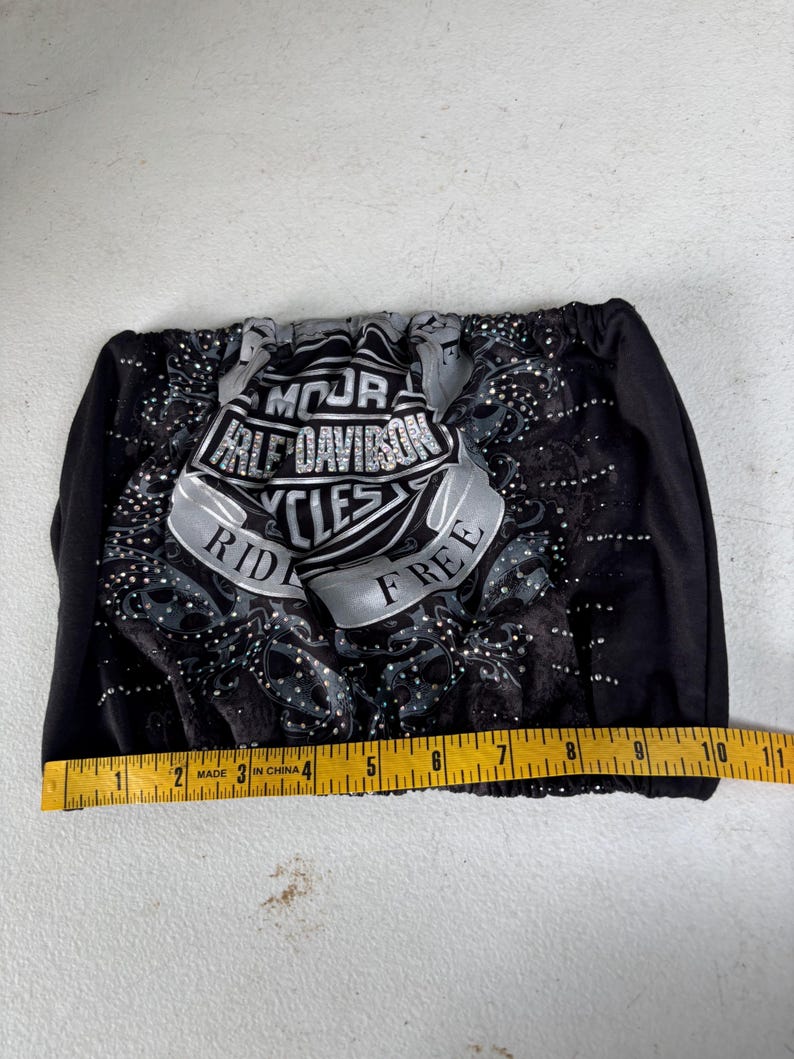 Y2K Vintage Rhinestone Harley Davidson Custom Reworked Tube Top/bandeau size M/L, Summer, Streetwear, Urban Outfitters, Bikerchic, 2000s. bild 6