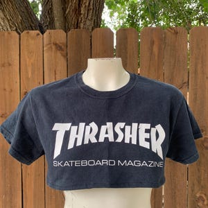 Y2K Vintage Thrasher Custom Reworked crop top size Small, Streetwear, Urban Outfitters, 2000s, Summer, Beach.