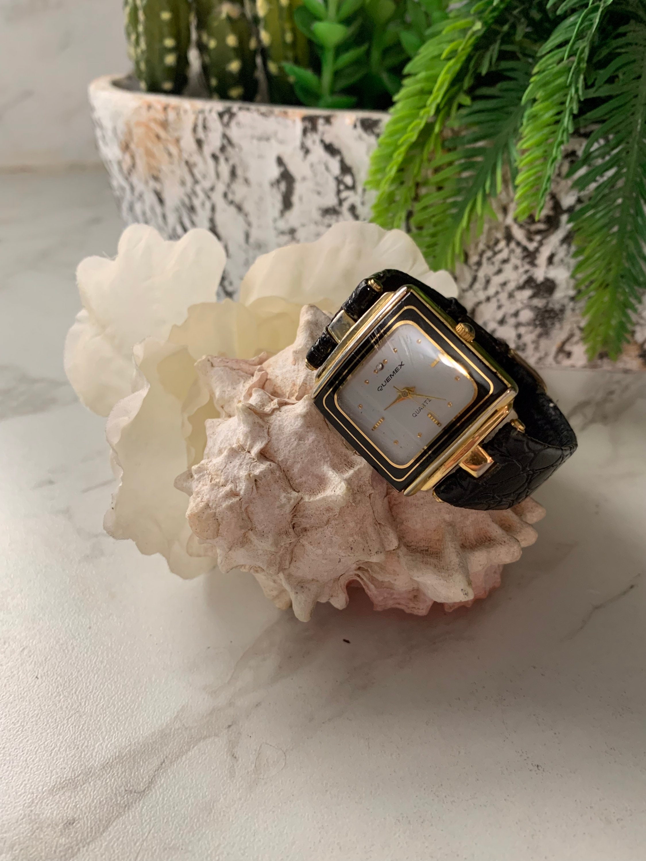 Vintage QUEMEX VIP Rectangular WatchJapanese Quartz | 10K Gold-Plated Case | B I Quemex Quartz Watch - Etsy main image 4