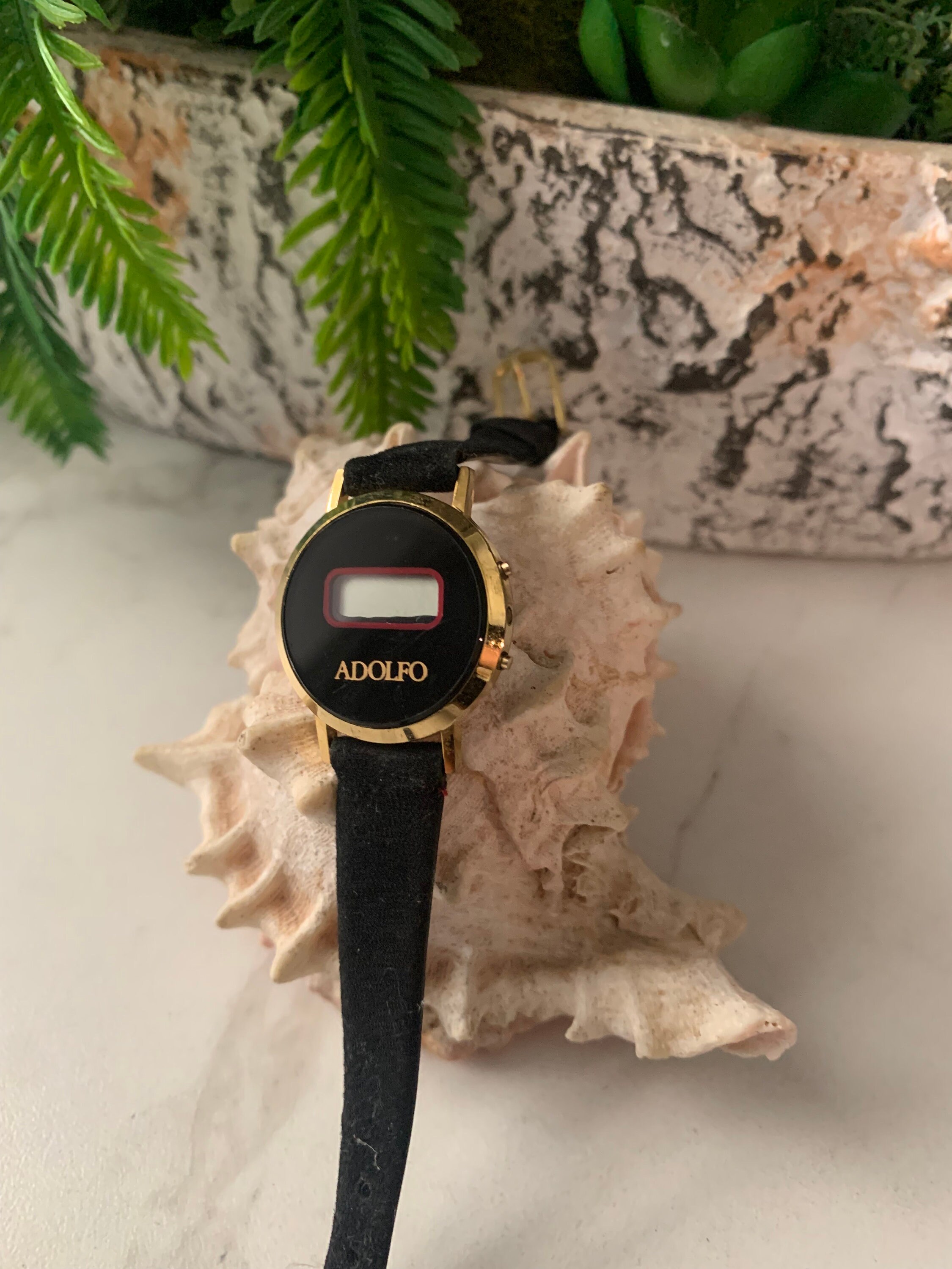 NWT ADOLFO Genuine Leather Quartz Analog Women\'s Watch In Black/Gold Hardware Adolfo Watches - Etsy main image 3
