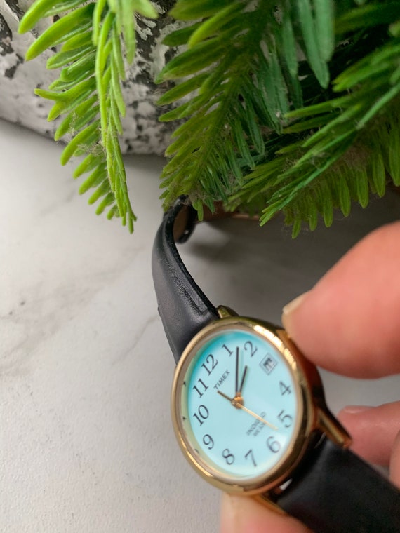 Vintage Timex Black Wrist Band Gold Tone Ladies Watch With Light. Etsy