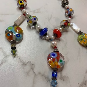 Vintage Handmade Hippie/Boho glass charms necklace.