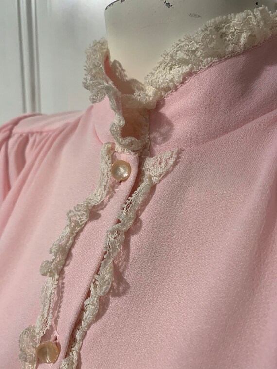 Vintage 50’s Lace Pink Blouse size M. - image 2