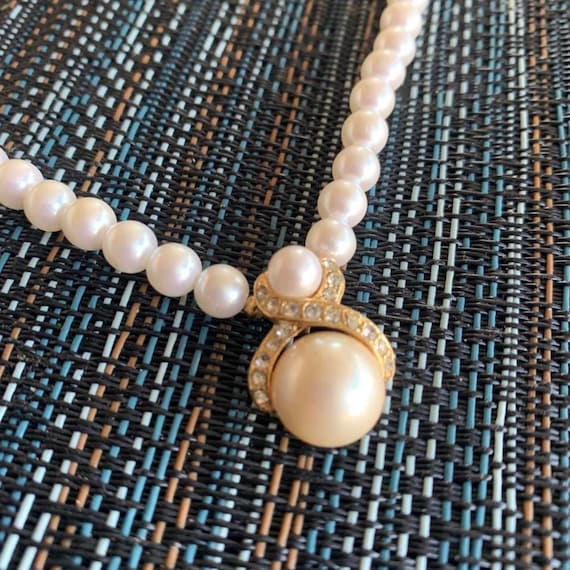 Vintage Marvella faux pearls beaded necklace 16” - image 1