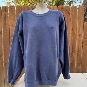 1999-2000-talet Vintage Nike Small Swoosh broderad logotyp blå tröja storlek XL tillverkad i USA, Klassisk Vintage, Urban Outfitters, Streetwear. bild 4