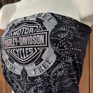 Y2K Vintage Rhinestone Harley Davidson Custom Reworked Tube Top/bandeau size M/L, Summer, Streetwear, Urban Outfitters, Bikerchic, 2000s. bild 4
