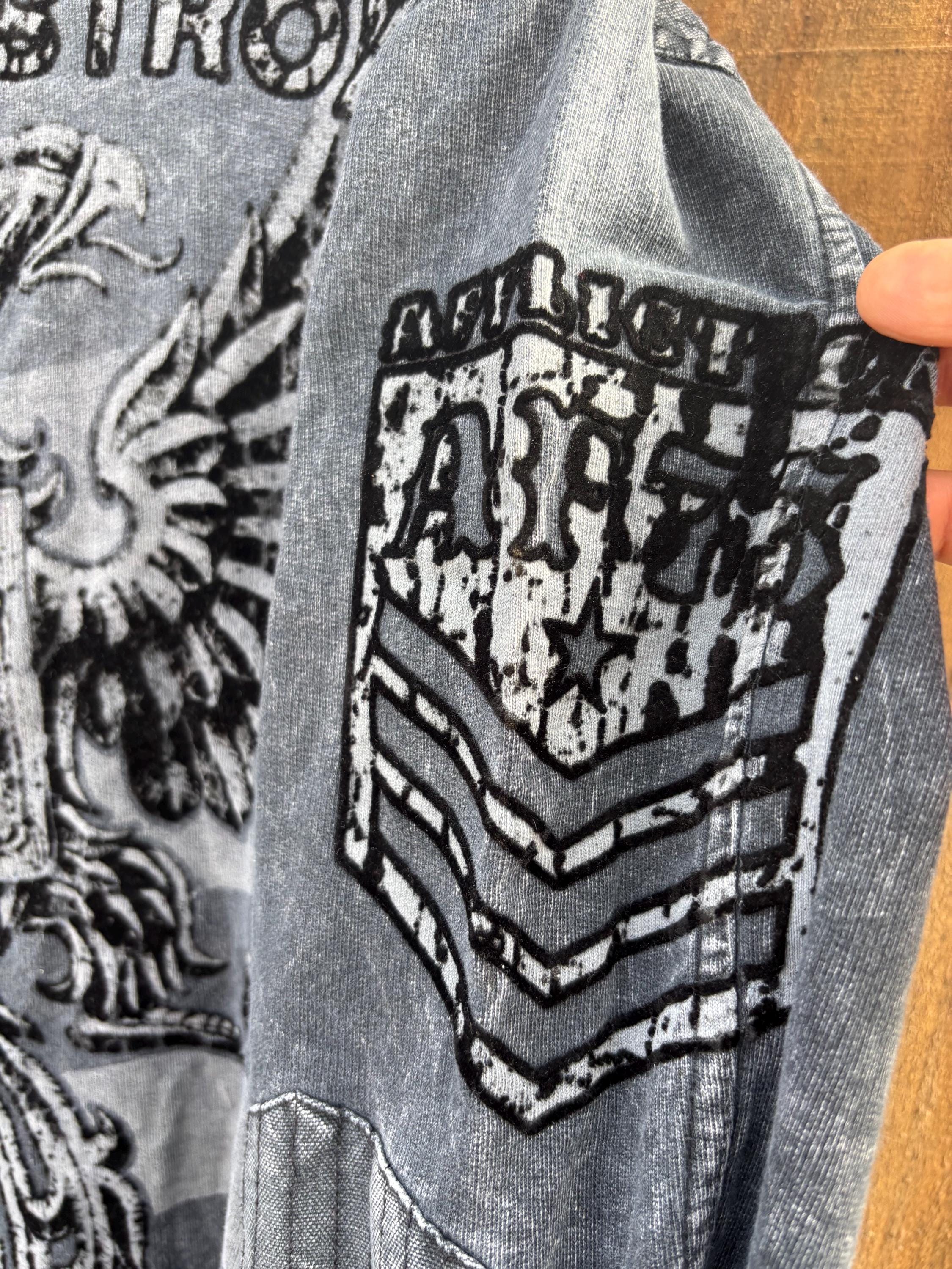 Y2K Vintage Affliction Thermal Long Sleeve T-shirt Size XL, Black 