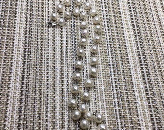 Vintage 90s Jewelry pearls set necklace & bracelet.