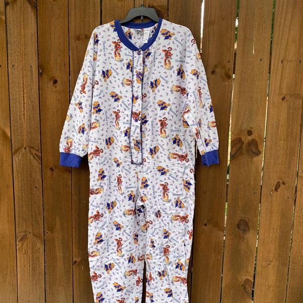 90s Vintage Winnie The Pooh adult flannel pajamas size Large, Vintage One piece adult pajamas, Cute , Nostalgia, Adorable.