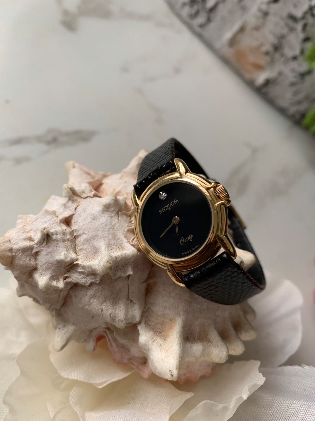 Vintage 80s Wittnauer Diamond Ladies Watch, Tru Vintage Leather