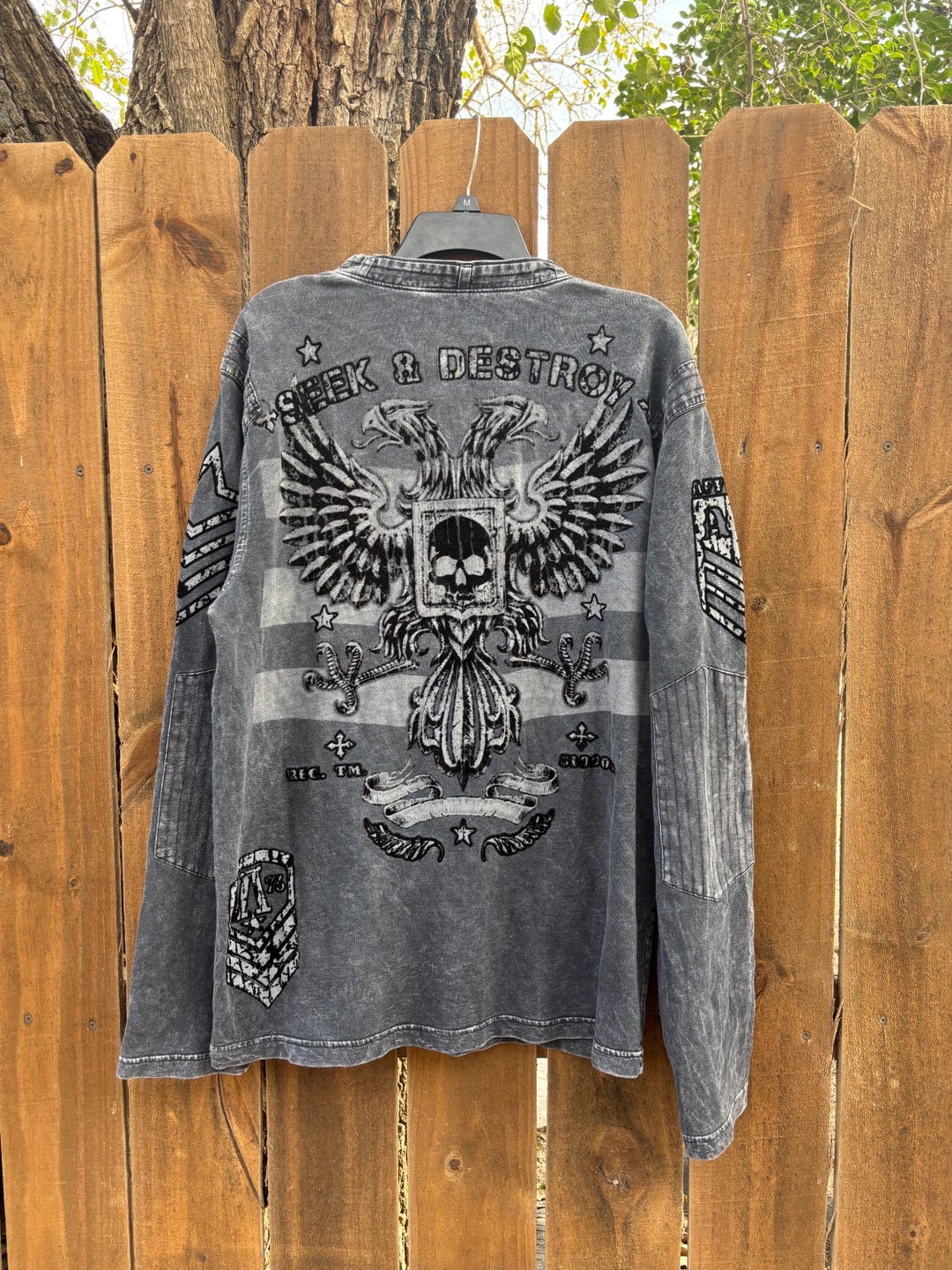 Y2K Vintage Affliction Thermal Long Sleeve T-shirt Size XL, Black