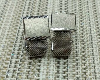 Vintage 90s Square Suit Cufflinks, Tuxedo, Menswear, Men’s fashion, Wedding, Silver tone cufflinks, Men’s Accessories.