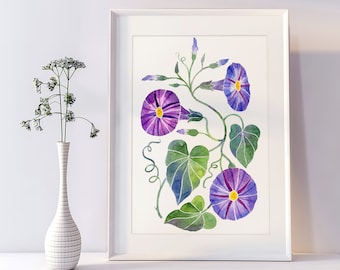 11" x 14" Giclée Print | Morning Glory II Watercolor |  Limited Edition | Hand made