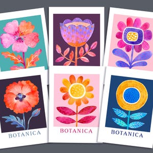 Lot de 6 cartes de correspondance artistiques - Collection Botanica