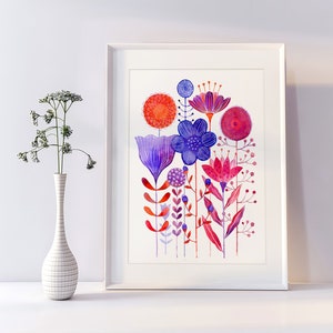 11&quot; x 14&quot; Giclée Print | Summer Flora Watercolor | Hand made