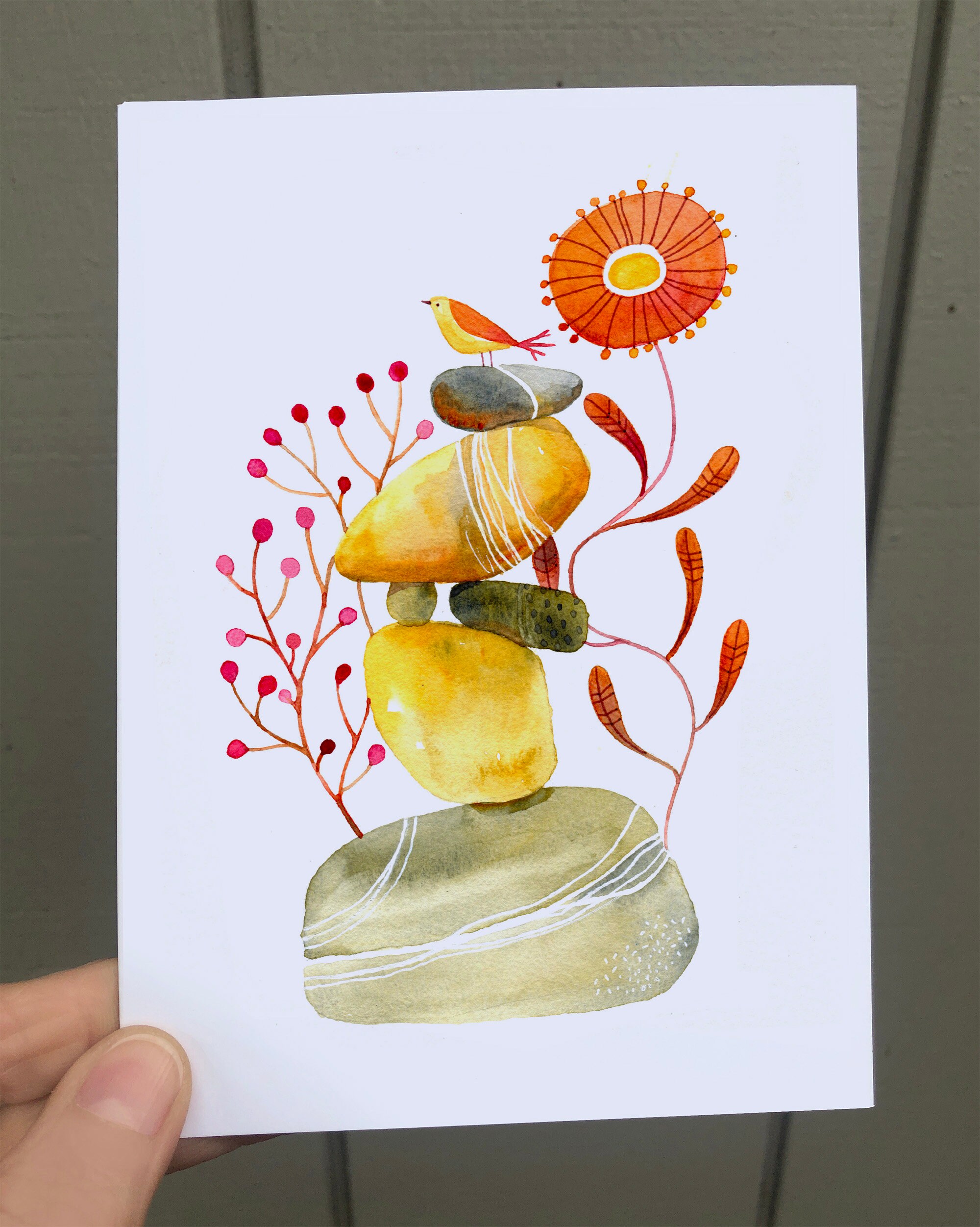 Set of 6 Art Note Cards Rock Cairn IV Collection - Etsy
