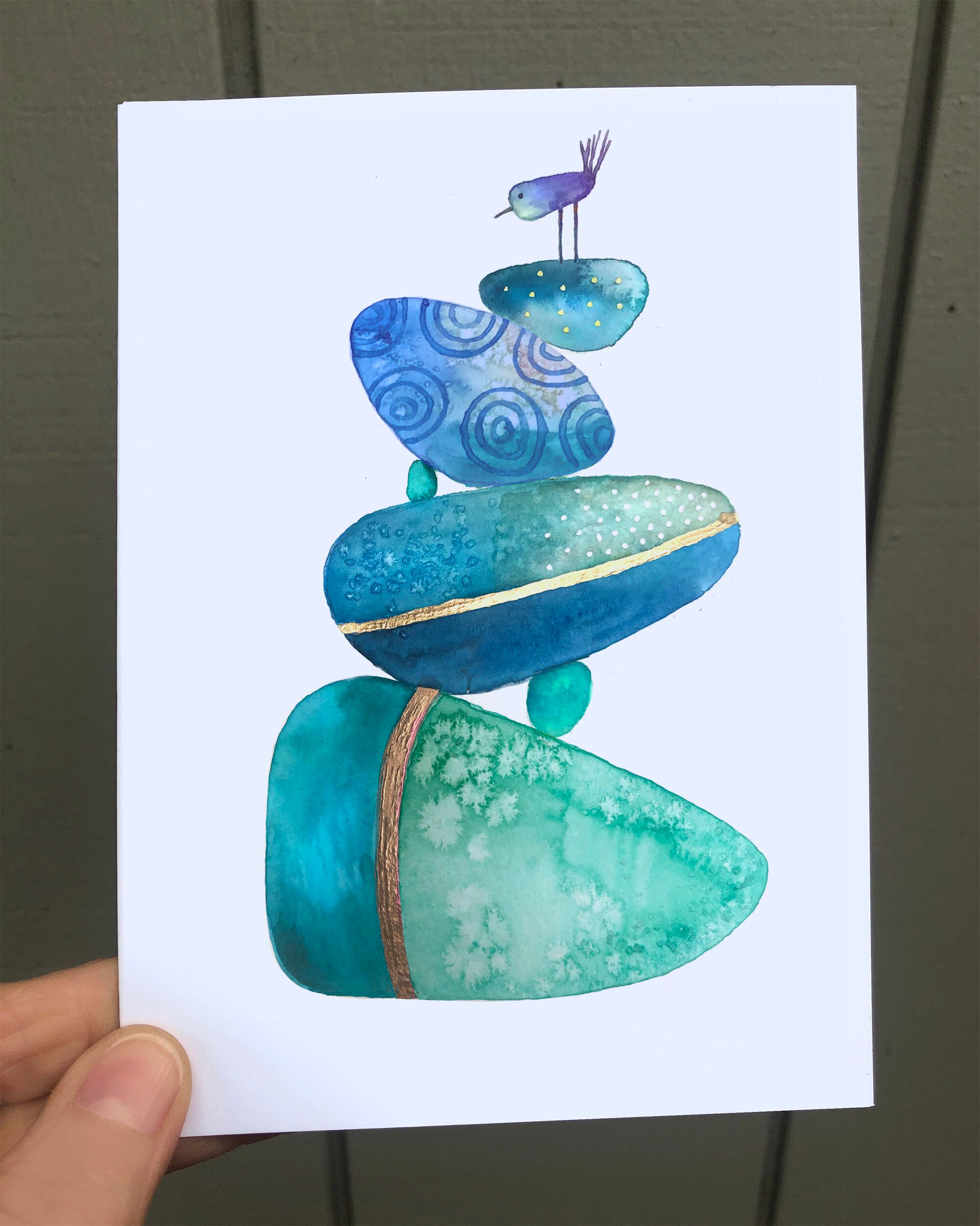 Set of 6 Art Note Cards - Rock Cairn II Collection - Etsy