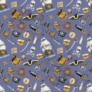 motif sans couture, motif pirate, pirate sans couture, pirates aquarelles, coffre au trésor, bateau pirate, carte au trésor, drapeau pirate