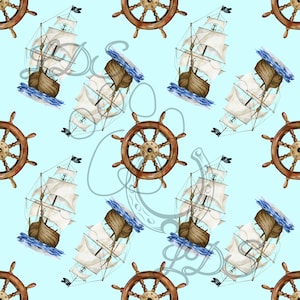 seamless pattern, boat seamless, Pirate seamless, sailboat seamless, watercolor boat, nautical seamless, watercolor nautical