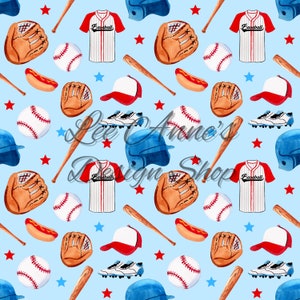 Seamless pattern, Baseball seamless, ball game seamless, baseball watercolor