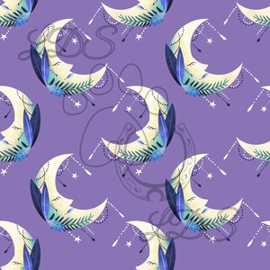 Seamless pattern, Moon pattern, magical pattern, lanterns, butterflies, mystical pattern