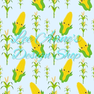 Modèle sans couture, maïs sans couture, ferme sans couture, tiges de maïs, maïs kawaii sans couture