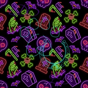 Nahtloses Muster, Halloween Muster, Neon Halloween, Neon nahtlos