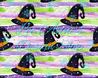 Patrón sin costuras, Halloween sin costuras, Sombrero de bruja sin costuras, Acuarela de Halloween sin costuras, Bruja sin costuras, Pastel sin costuras de Halloween