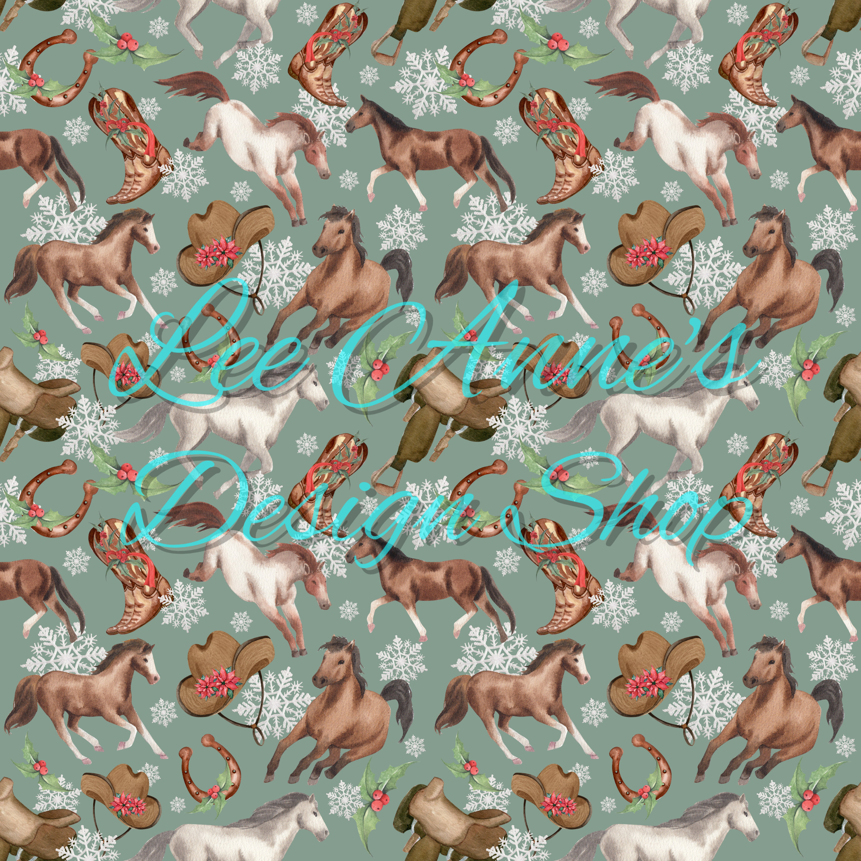 Seamless pattern, Horse seamless pattern, winter horse, Christmas horse, watercolor horse, horse seamless, horse Christmas floral