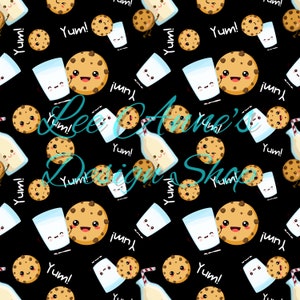 Seamless pattern, Cookies seamless, cookies and milk seamless, milk seamless,  kawaii cookie seamless, chocolate chip cookie seamless
