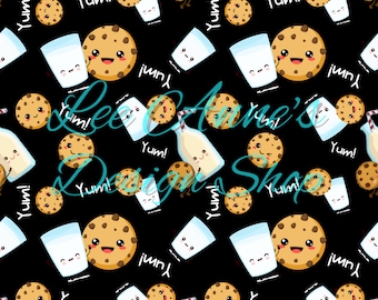 Seamless pattern, Cookies seamless, cookies and milk seamless, milk seamless,  kawaii cookie seamless, chocolate chip cookie seamless