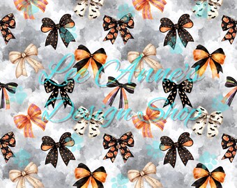 Seamless pattern, Halloween seamless, ghost seamless, cute ghost seamless, Halloween bows seamless, coquette halloween seamless