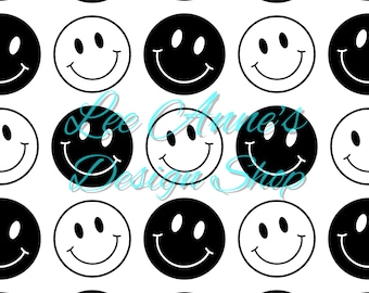 Naadloos patroon, smileypatroon, smileygezicht naadloos, zwart-wit smiley, smiley, glimlach