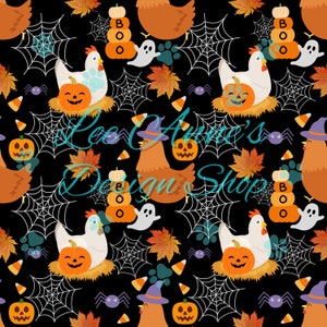 Seamless pattern, Halloween seamless, chicken halloween seamless, chicken seamless