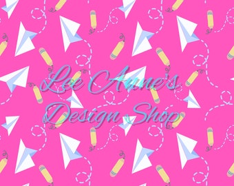 Seamless pattern, School seamless, paper airplane seamless,  school supplies, back to school