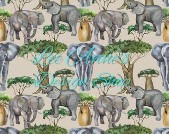 Seamless mönster, safari sömlös, elefant sömlös, safari djur sömlös, zoo sömlös, akvarell elefant