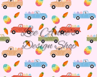 Seamless pattern, easter seamless, easter truck, truck seamless, bunny seamless, easter farm
