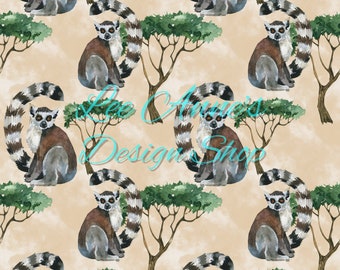 Seamless pattern, safari seamless, Lemur seamless, safari animal seamless, zoo seamless