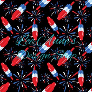 Seamless pattern,  Fourth of July seamless, Bomb pop seamless, Independence Day seamless, Fourth of July bomb pops, July 4th pattern,