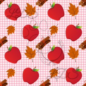 Padrão sem costura, maçãs sem costura, maçãs xadrez, xadrez rosa, maçãs de outono, maçãs e canela, outono sem costura, outono sem costura