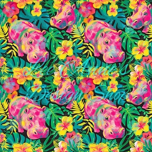 patrón sin costuras, hipopótamo sin costuras, verano sin costuras, nado seguro sin costuras, hipopótamo femenino, hipopótamo tropical