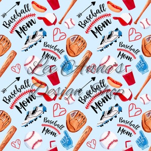 Seamless pattern, Baseball seamless, baseball Mama,  ball game seamless, baseball watercolor