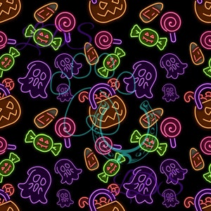 Nahtloses Muster, Halloween Muster, Neon Halloween, Neon nahtlos