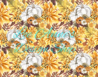 Seamless pattern, pumpkin floral seamless pattern, fall seamless, fall floral seamless, autumn seamless, pumpkin seamless