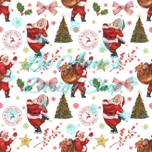 Seamless pattern, Christmas seamless, vintage Santa seamless, reindeer seamless, vintage Santa watercolor, vintage Christmas seamless