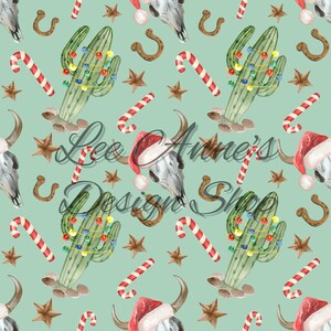 Seamless pattern, Christmas seamless western Christmas, Cowboy seamless, cow skull, cactus seamless, cowboy Christmas, western watercolor