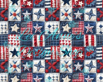 Seamless pattern, patchwork seamless, Fourth of July seamless, Fourth of July patchwork, patriotic patchwork seamless